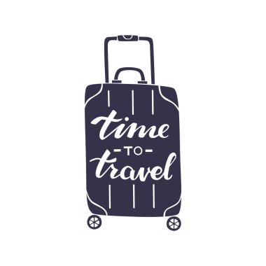 Seyahat çanta siluetleri ile elle çizilmiş motivasyonel teklif. 