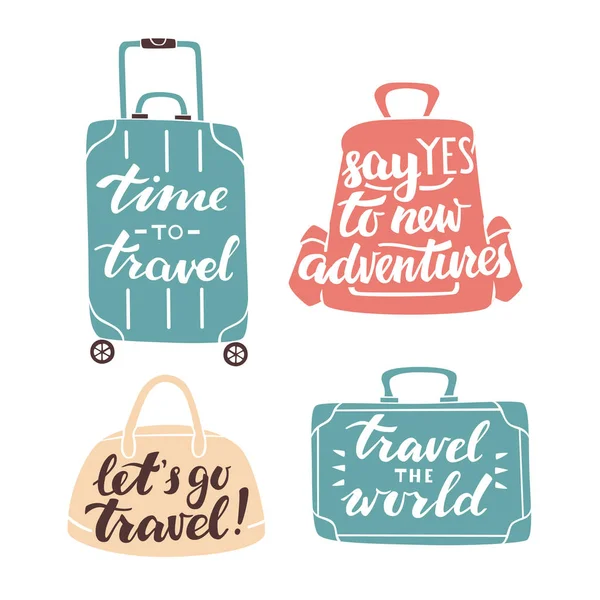 Cita Dibujada Mano Sobre Viajes Aventuras Handlettering Aislado Blanco — Vector de stock