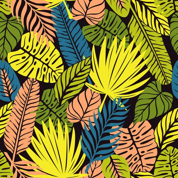 Exotische Jungle Planten Naadloze Patroon — Stockvector