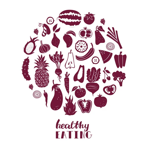 Healthy Food Vector Collection Vector Illustration Isolated White Background — Stock Vector