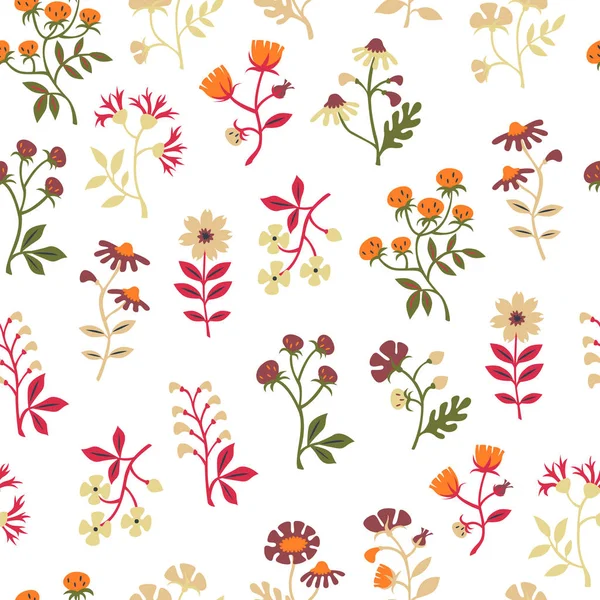 Motif Floral Sans Couture Illustration Vectorielle Dessinée Main — Image vectorielle