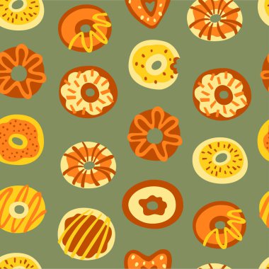 Elle çizilmiş Donuts Seamless Modeli doodle.