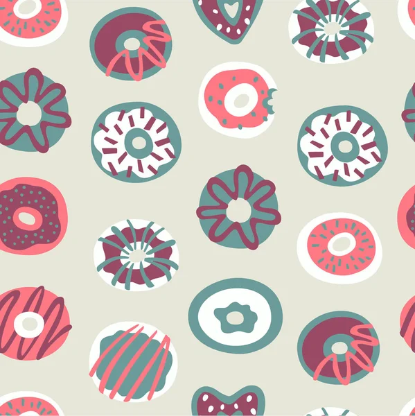 Sırlı Donuts ile Vektör Dikişsiz Desen. Vektör Doodle İllüstrasyon.