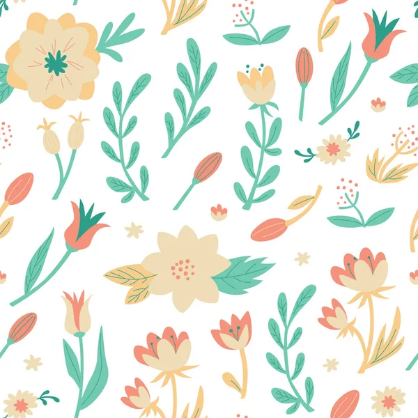 Motif floral sans couture. Illustration vectorielle dessinée à la main . — Image vectorielle