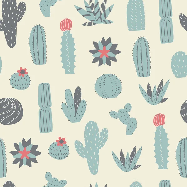 Modèle Sans Couture Cactus Dessinés Main Succulents Sur Fond Blanc Graphismes Vectoriels