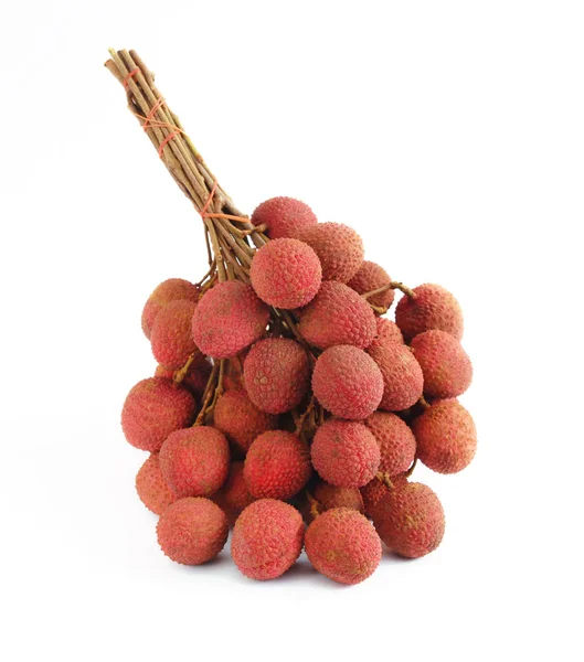 Liči Litchi Chinensis Bílém Pozadí — Stock fotografie