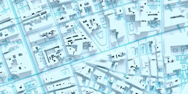 Tekno mega şehir; kentsel ve geleceksel teknoloji kavramları, orijinal 3D tasarım