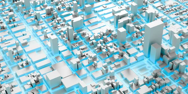 テクノメガシティ 都市と未来の技術の概念 元の3Dレンダリング — ストック写真