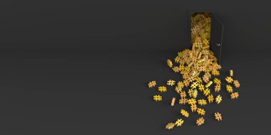 Kapıdan dışarı orijinal 3d render girmek sonsuz etiketi simgeler.