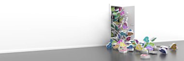 Sonsuz kalpler kapıdan dışarı orijinal 3d render girmek. Aşk, tutku ve umut kavramları.
