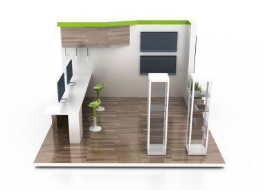 Fuar Standı beyaz, orijinal 3B oluşturmayı ve modelleri