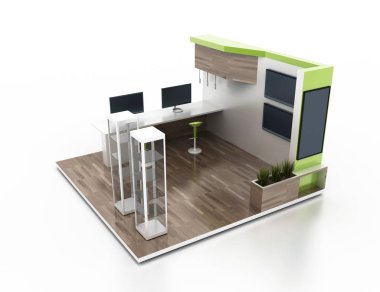 Fuar Standı beyaz, orijinal 3B oluşturmayı ve modelleri