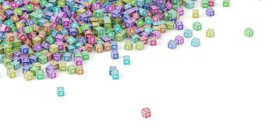 Sonsuz hashtags bir uçakta, orijinal 3d render illüstrasyon