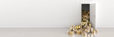 sonsuz dolar işareti kapı dışarı orijinal 3d render almak.