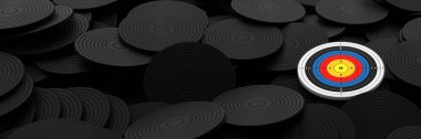 3D dartboards circles icons, goal concept  clipart