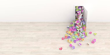 Sonsuz kalpler kapıdan dışarı orijinal 3d render girmek. Aşk, tutku ve umut kavramları.