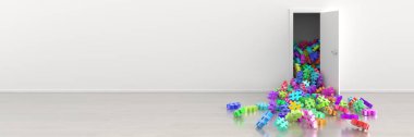 Kapıdan dışarı orijinal 3d render girmek sonsuz etiketi simgeler.