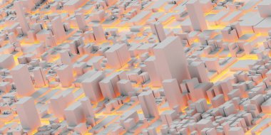 Tekno mega şehir; kentsel ve geleceksel teknoloji kavramları, orijinal 3D tasarım