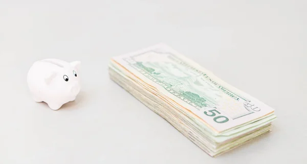 Piggy Bank Sok Amerikai Dollár Beruházások Banki Fogalmak — Stock Fotó