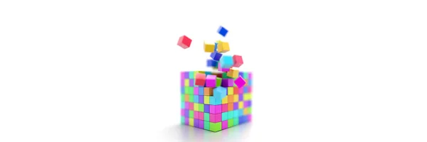 Exploding Cubes Original Rendering — Stock Photo, Image