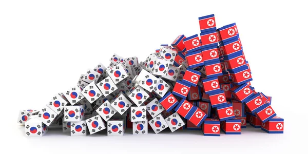 Nord Och Sydkorea Flaggor — Stockfoto