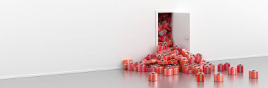 Kapıdan dışarı orijinal 3d render girmek sonsuz hediye kutuları