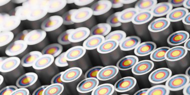 3D colorful dartboards circles icons, goal concept  clipart