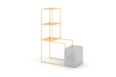 3D lüks göstermek altın plaka çelik ve Carrara mermer üzerinde beyaz izole yapılmış 