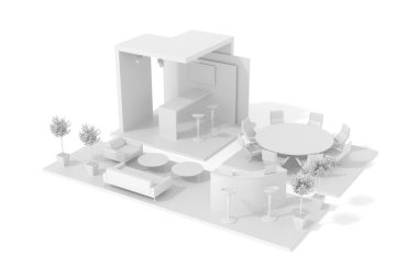 Beyaz 3D ticaret kiosk modeli, tanıtım ve promosyon