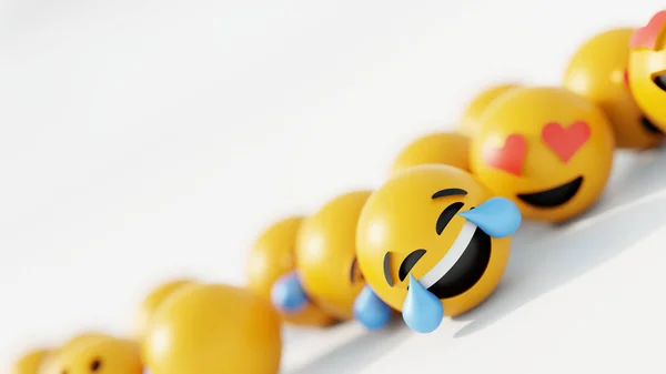 Personagens Emoticons Amarelos Com Expressões Faciais — Fotografia de Stock