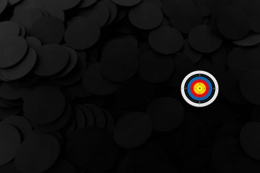 3D colorful dartboard circles icon, goal concept  clipart