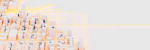 Ljus Framtidsstaden Byggnader Modell — Stockfoto