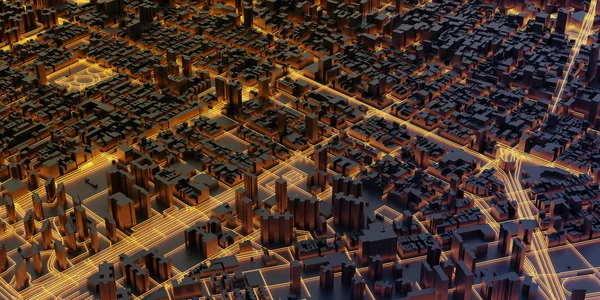 siyah kahverengi kentsel ve fütüristik şehir binaları modeli 