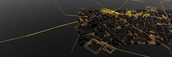 Modell Städtischer Und Futuristischer Stadtgebäude Luftaufnahme Bei Nacht — Stockfoto