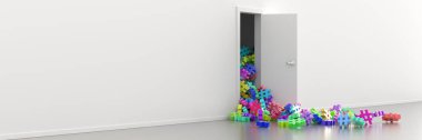 Kapıdan dışarı orijinal 3d render girmek sonsuz etiketi simgeler