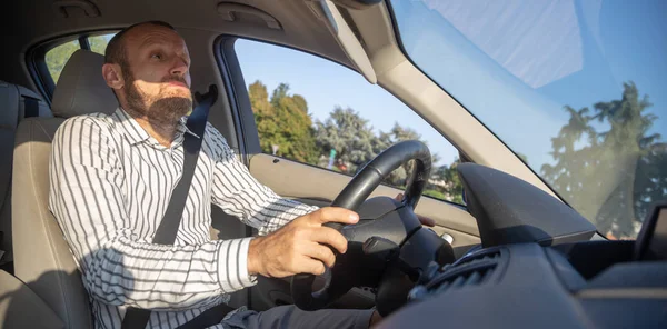 Agressieve Gekke Stuurprogramma Man Auto — Stockfoto