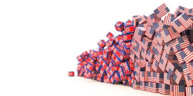 Kuzey Kore ve ABD bayrakları küpleri 