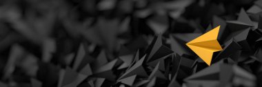 3d origami kağıt uçaklar siyah ve sarı 