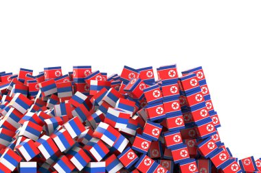 Kore Demokratik Halk Cumhuriyeti ve Rusya bayraklarını küpleri 