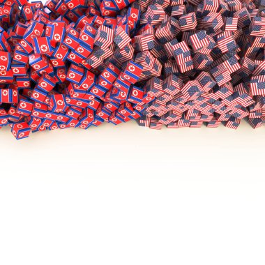 Kuzey Kore ve ABD bayrakları dokular