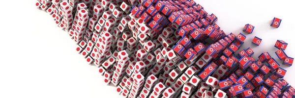 North Korea Japan Flags Cubes — Stock Photo, Image