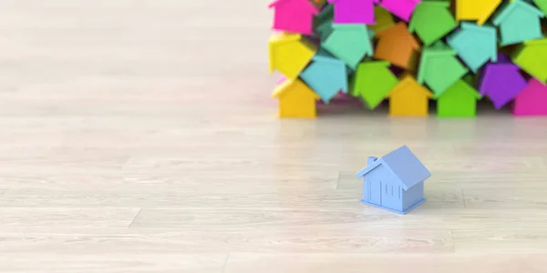 Coloridas Casas Pequeñas Sobre Mesa Madera —  Fotos de Stock