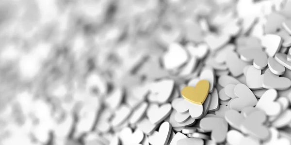 Fondo Corazones Oro Blanco Renderizado Original Tema Amor —  Fotos de Stock