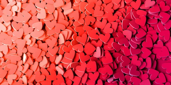 Red Hearts Background Original Rendering Love Theme — Stock Photo, Image