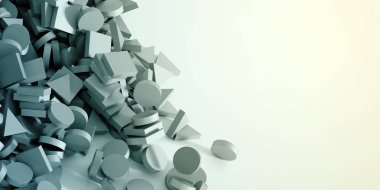 Geometrik şekil 3d render arka plan, yatay başlık biçimi