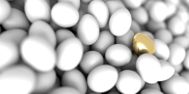 Bir altın yumurta 3d render, liderlik ve bireysellik kavramı 