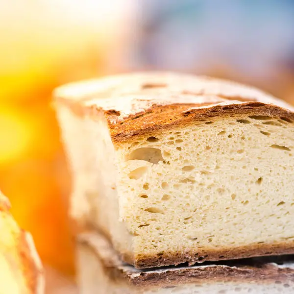 Pane Croccante Rustico Vista Vicino — Foto Stock