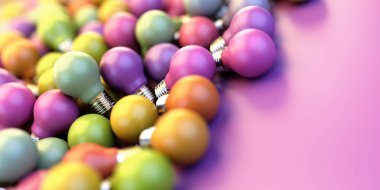 Renkli ampuller arka planı kapat