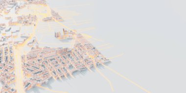 Şehir binaları, 3d render futuristik konsepti