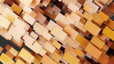 Soyut dikdörtgenler, orijinal 3d render renkli.